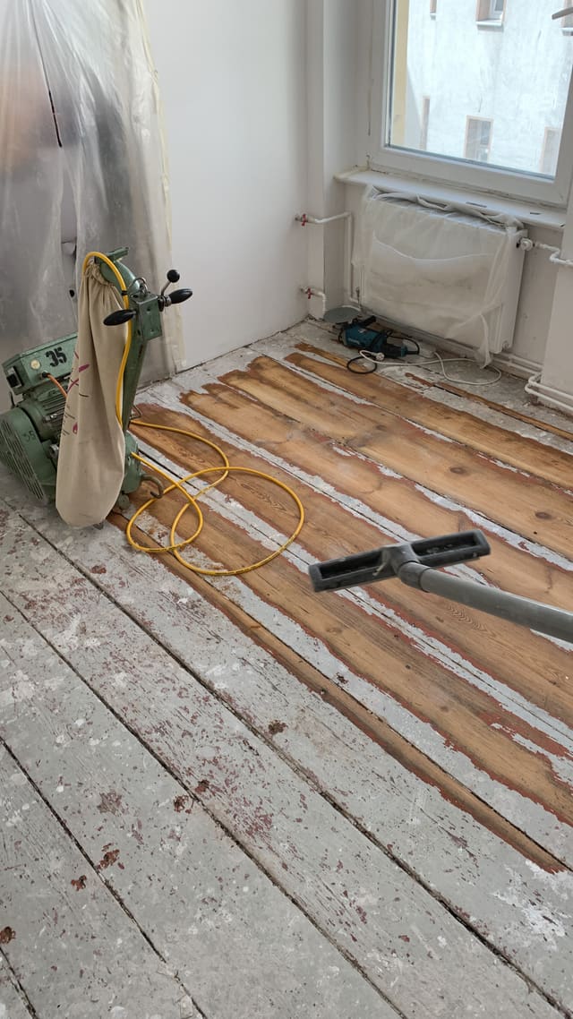 Room stripped back to original lath and plaster during renovation